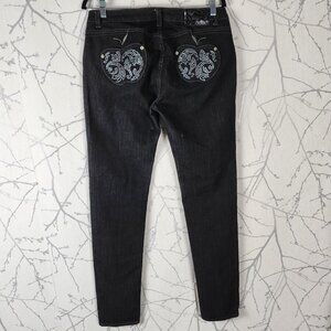 Apple Bottoms Black Wash Stretch Denim Rhinestone Skinny Jeans